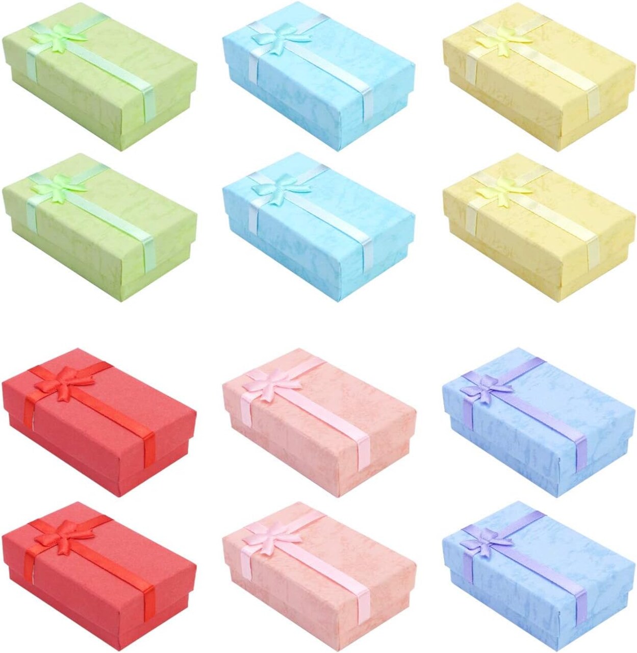 24 PCS Paper Gift Boxes with Lids and Ribbon Bows for Jewelry Display-Rings, Watches, Necklaces, Earrings and Bracelet Gift Packaging Box,6 Colors